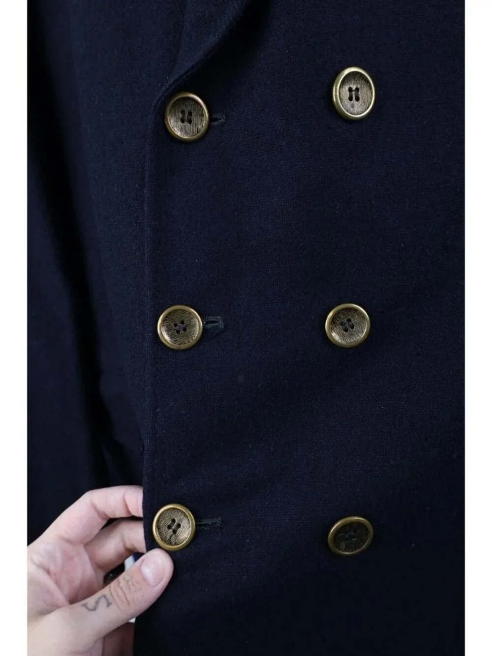 Vtg 70s Streetwear Mens 38L Wool Burlap Double Breasted Suit Blazer Jacket USA